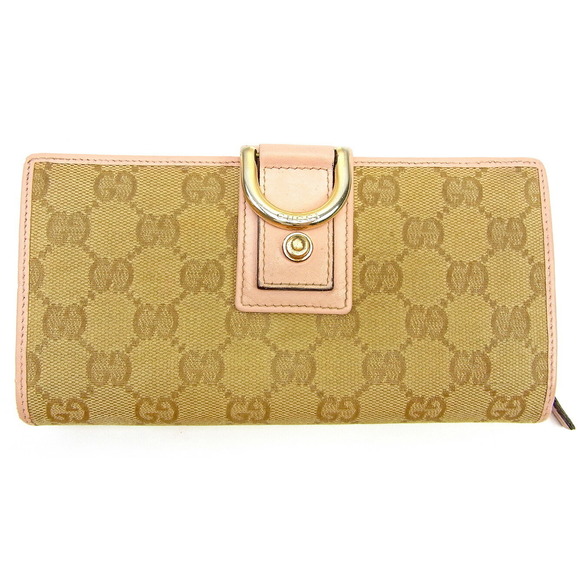 Gucci Wallet beige canvas leather GG pink long accessory - Picture 1 of 6